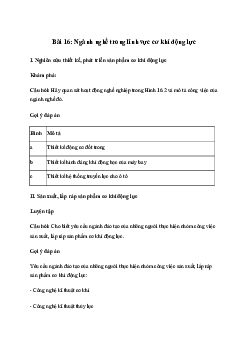 Giải Công nghệ 11 Bài 16: Ngành nghề trong lĩnh vực cơ khí động lực | Kết nối tri thức