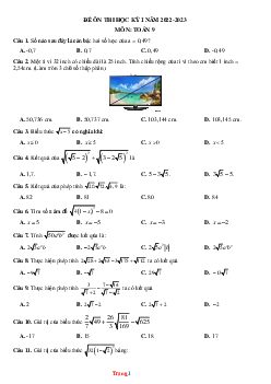 Đề ôn thi học kỳ I năm 2022-2023 môn toán 9