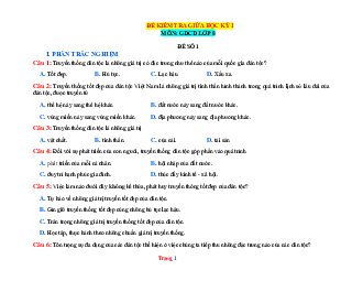 Đề Thi Giữa Học Kỳ 1 GDCD Lớp 8 Kết Nối Tri Thức năm 2023-20249(có đáp án)