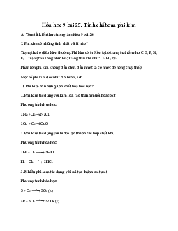 Hóa học 9 bài 25: Tính chất của phi kim