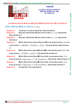 Các dạng toán về hàm ẩn liên quan đến cực trị của hàm số Toán 12