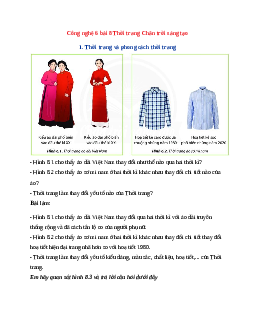 Công nghệ 6 bài 8 Thời trang Chân trời sáng tạo