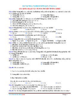 Trắc nghiệm Sử 10 Bài 6: Các quốc gia Ấn và văn hóa truyền thống Ấn Độ (có đáp án)
