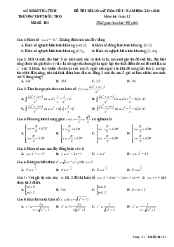 Đề thi khảo sát HK1 Toán 12 năm học 2017 – 2018 trường THPT Đức Thọ – Hà Tĩnh
