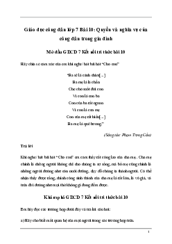 Giải GDCD 7 Bài 10: Quyền và nghĩa vụ của công dân trong gia đình | Kết nối tri thức