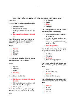 Bài tập trắc nghiệm Chương 1 môn Quản trị học ( có đáp án)| Đại học Thăng Long