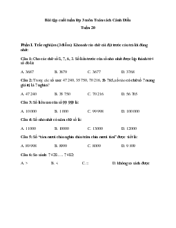 Phiếu bài tập cuối tuần Toán lớp 3 - Tuần 20 ( cơ bản ) | Cánh Diều