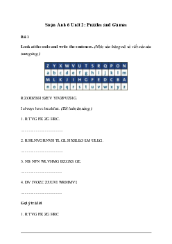 Giải Tiếng Anh 6 Unit 2: Puzzles and Games - Friends Plus