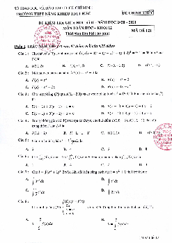 Đề thi GK2 Toán 12 năm 2020 – 2021 trường Năng khiếu TDTT Bình Chánh – TP HCM