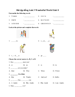 Bài tập tiếng Anh 3 Wonderful World Unit 0