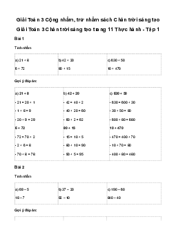 Giải Toán 3: Cộng nhẩm, trừ nhẩm | Chân trời sáng tạo