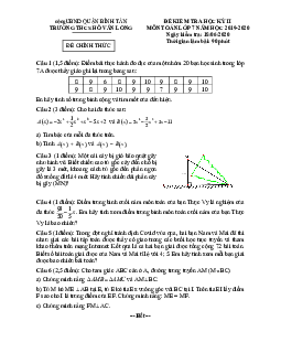 Đề thi HK2 Toán 7 năm 2019 – 2020 trường THCS Hồ Văn Long – TP HCM
