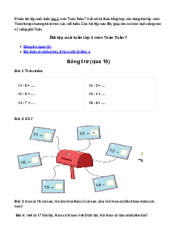 Phiếu bài tập cuối tuần lớp 2 môn Toán Kết nối tri thức - Tuần 12