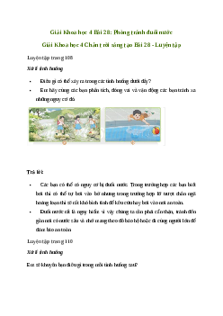 Giải Khoa học lớp 4 Bài 28: Phòng tránh đuối nước| Chân trời sáng tạo
