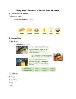 Giải BT Tiếng Anh 3 Wonderful World Unit 9 My Favourite Food Lesson 2