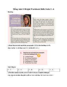 Giải Tiếng Anh 11 Workbook Skills Units 5 - 6 | Bright