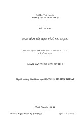 Các hàm số học và ứng dụng -Chuyên Ngành: Phương Pháp Toán Sơ Cấp | Trường Đại học Khoa học - Đại học Thái Nguyên