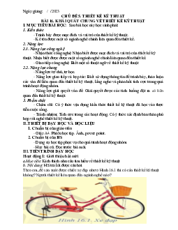 Giáo án Công nghệ 8 Bài 16: Khái quát chung về thiết kế kĩ thuật | Cánh diều