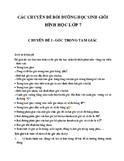 Các chuyên đề bồi dưỡng học sinh giỏi Hình học 7