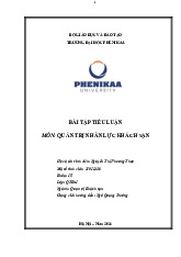 Tìm hiểu về quản trị nhân lực tại JW Marriott Hà Nội | Bài tiểu luận học phần Quản trị nhân lực khách sạn | Trường Đại học Phenikaa