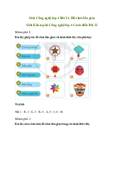 Giải Công nghệ lớp 4 Bài 11: Đồ chơi dân gian | Cánh diều