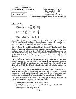 Đề thi học kỳ 1 Toán 7 năm 2019 – 2020 phòng GD&ĐT Bình Tân – TP HCM