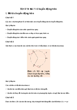 Giải Vật lí 10 Bài 1: Chuyển động tròn | Cánh diều