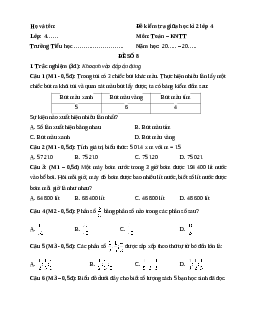 Đề thi giữa học kì 2 lớp 4 môn Toán Kết nối tri thức - Đề số 8