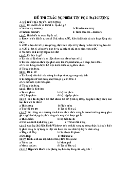 Đề thi Tin học đại cương | Đại học Bách khoa Hà Nội