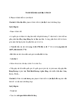 Giải Địa lí 11 Bài 20: Vị trí địa lí, điều kiện tự nhiên, dân cư và xã hội Liên Bang Nga | Kết nối tri thức