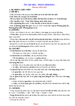 Đề cương ôn thi KHTN 6 học kỳ 1 phần hóa sinh năm 2022-2023