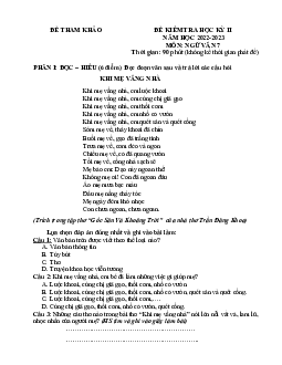 Đề thi học kì 2 Ngữ Văn 7 - Đề 12 | Chân trời sáng tạo năm 2024