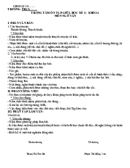 Đề cương ôn tập giữa học kì 1 môn Ngữ văn 6 sách Cánh diều