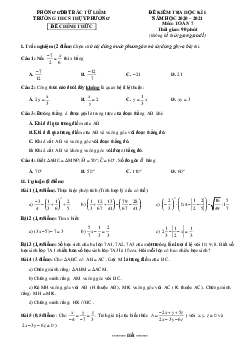 Đề kiểm tra học kì 1 Toán 7 năm 2020 – 2021 trường THCS Thụy Phương – Hà Nội