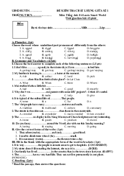 Đề thi giữa học kì 1 môn tiếng Anh lớp 8 năm 2023 - 2024 (Smart World) - Đề 2