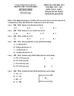 Đề tham khảo học kỳ 1 Toán 6 năm 2022 – 2023 trường THCS Nguyễn Hiền – TP HCM