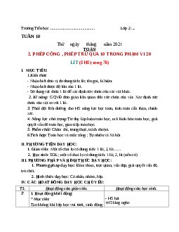 Giáo án Toán 2 sách Chân trời sáng tạo | Tuần 10 | Tiết 5