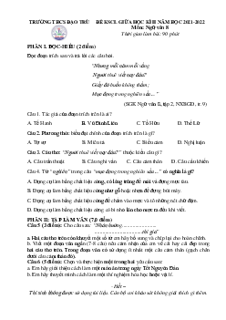 Đề thi giữa kì 2 môn Văn 8 THCS Đạo Trù (có đáp án và ma trận)