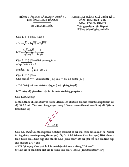 Đề tham khảo học kì 1 Toán 9 năm 2022 – 2023 trường THCS Bàn Cờ – TP HCM