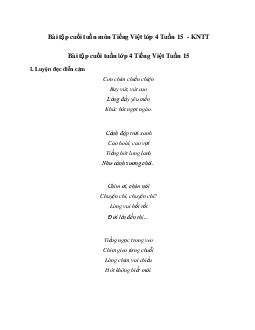 Giải Bài tập cuối tuần lớp 4 môn Tiếng Việt Kết nối tri thức - Tuần 15