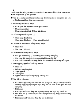 Các câu hỏi về khái quát tâm lý giáo dục | Đại học Sư Phạm Hà Nội