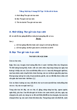Giải SGK Tiếng Việt 5 trang 89 Bài 17: Đọc: Thư gửi các học sinh - Kết nối tri thức (Tập 1)