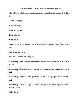 Trắc nghiệm Sinh học 11 bài 45 | Kết nối tri thức