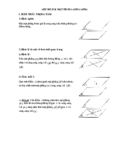 Tài liệu chủ đề hai mặt phẳng song song