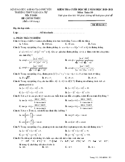 Đề thi học kỳ 2 Toán 10 năm 2020 – 2021 trường THPT Ngô Gia Tự – Phú Yên