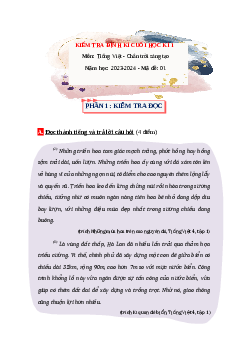 Đề thi Tiếng Việt lớp 4 học kì 1 Chân trời sáng tạo năm 2023 - Đề 1