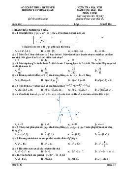 Đề học kì 2 Toán 10 năm 2022 – 2023 trường THPT Hóa Châu – TT Huế