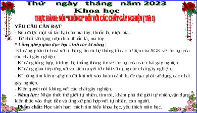 Giáo án điện tử Khoa học 5 Thực hành Cánh diều: Nói “Không!”đối với các chất gây nghiện