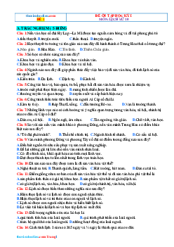 Đề ôn thi học kỳ 1 Lịch Sử 10 Kết nối tri thức-Đề 1 (Có đáp án)