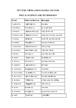 Từ vựng unit 11 lớp 8 Science and Technology